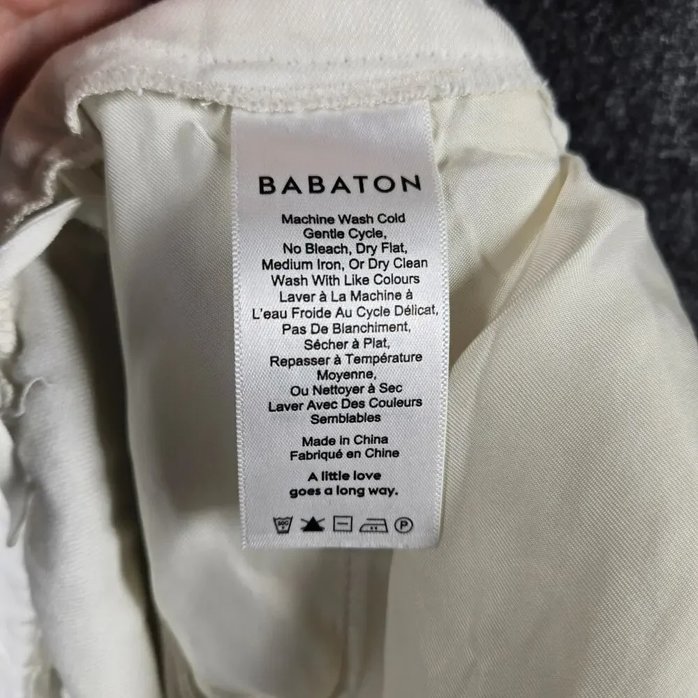 Babaton Aritzia Pants Size 4 Linen Blend Soft White Ankle Length Luxe Feel